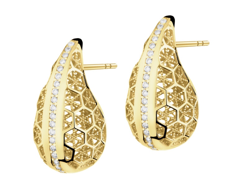 Złote kolczyki z cyrkoniami - łezki