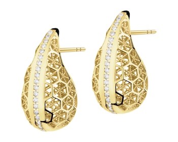 Złote kolczyki z cyrkoniami - łezki