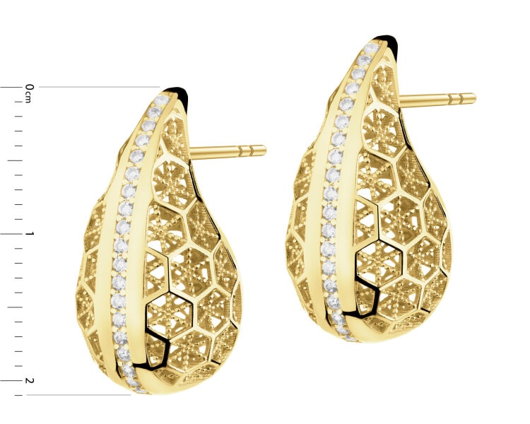 Złote kolczyki z cyrkoniami - łezki