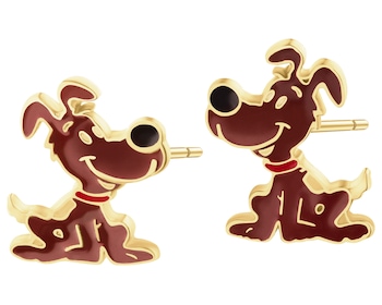 Złote kolczyki z emalią - pieski