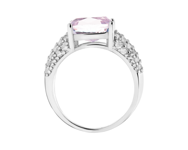 Pierścionek z mosiądzu pozłacany z cyrkoniami i szklanym detalem