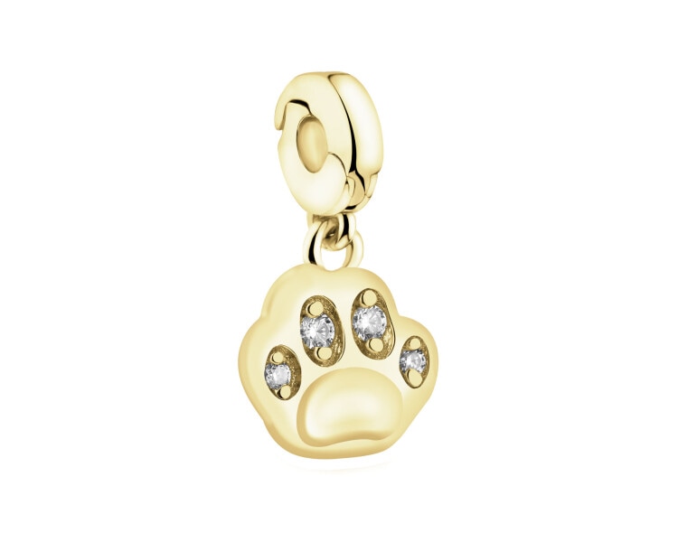 Zawieszka srebrna new charms z cyrkoniami - łapka