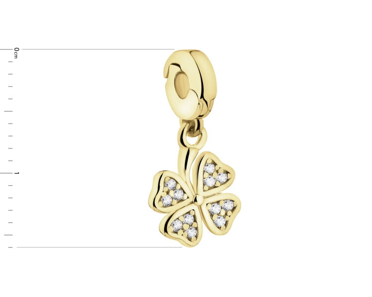 Zawieszka srebrna new charms z cyrkoniami - koniczyna