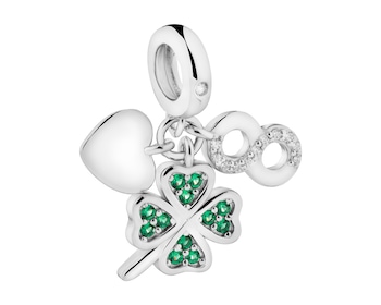 Zawieszka srebrna beads z cyrkoniami - serce, koniczyna, nieskończoność