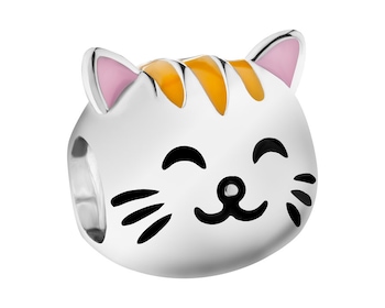 Stříbrný přívěsek Beads se smaltem - kočka