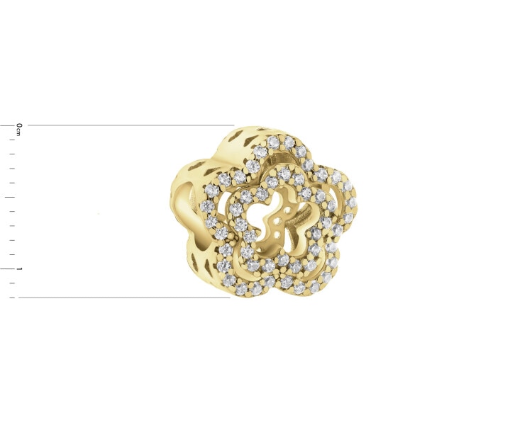 Zawieszka srebrna beads z cyrkoniami - kwiat