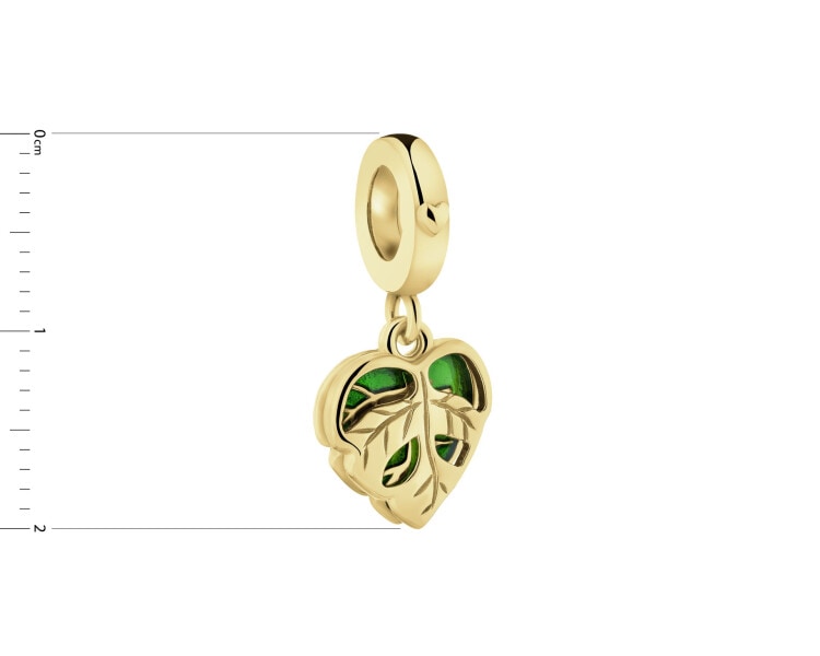 Zawieszka srebrna beads z emalią - liść