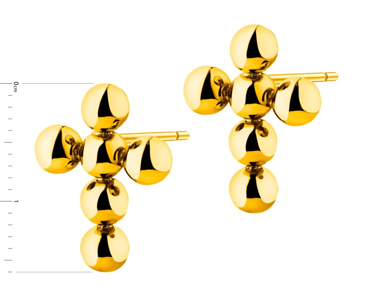 Kolczyki ze stali szlachetnej - kulki, krzyż