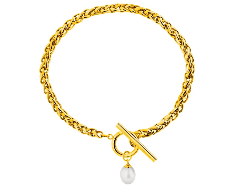 Bransoletka ze stali szlachetnej z perłą