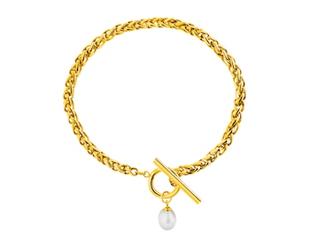 Bransoletka ze stali szlachetnej z perłą