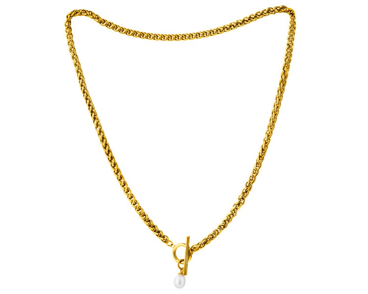 Naszyjnik ze stali szlachetnej z perłą