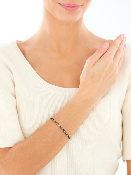 Bransoletka z mosiądzu pozłacana z agatami i szklanymi detalami