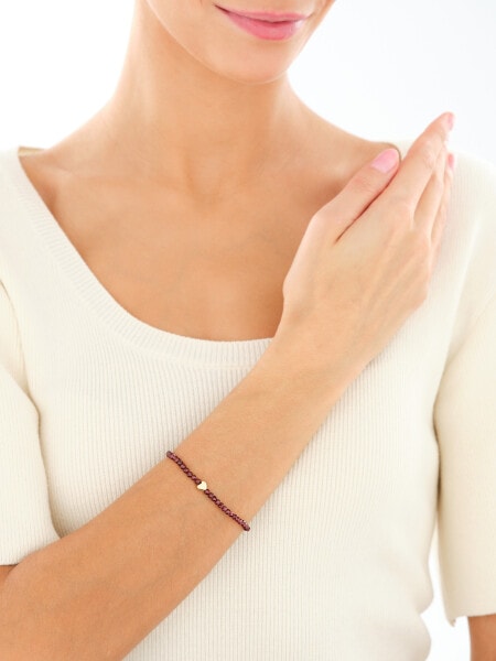 Bransoletka z mosiądzu pozłacana z granatami