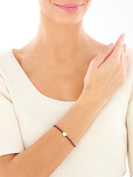 Bransoletka z mosiądzu pozłacana z granatami