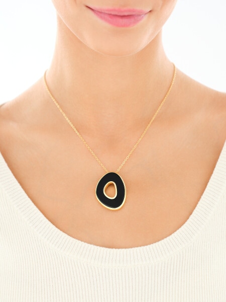 Gold-Plated Brass Necklace with Agate