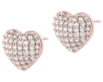 Pozlacené náušnice z mosazi se zirkony - srdce