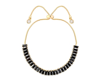 Pozlacený náramek z mosazi se zirkony a skleněnými detaily