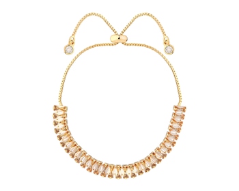 Pozlacený náramek z mosazi se zirkony a skleněnými detaily