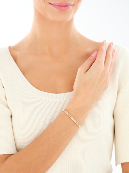 Bransoletka z mosiądzu pozłacana z cyrkoniami i szklanymi detalami