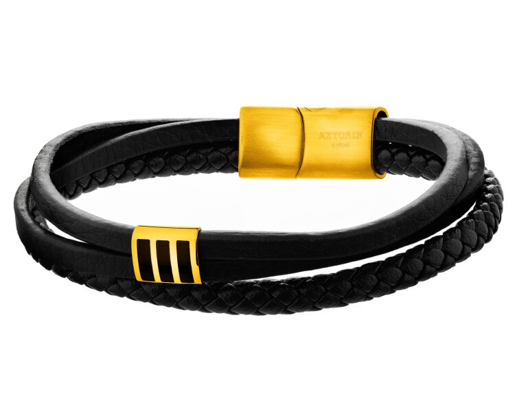 Bransoletka ze stali szlachetnej i skóry