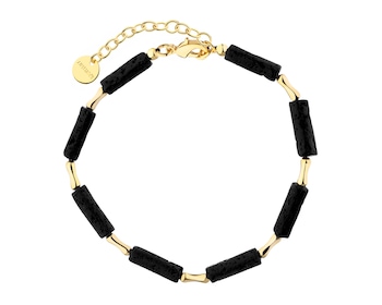 Bransoletka z mosiądzu pozłacana z lawą