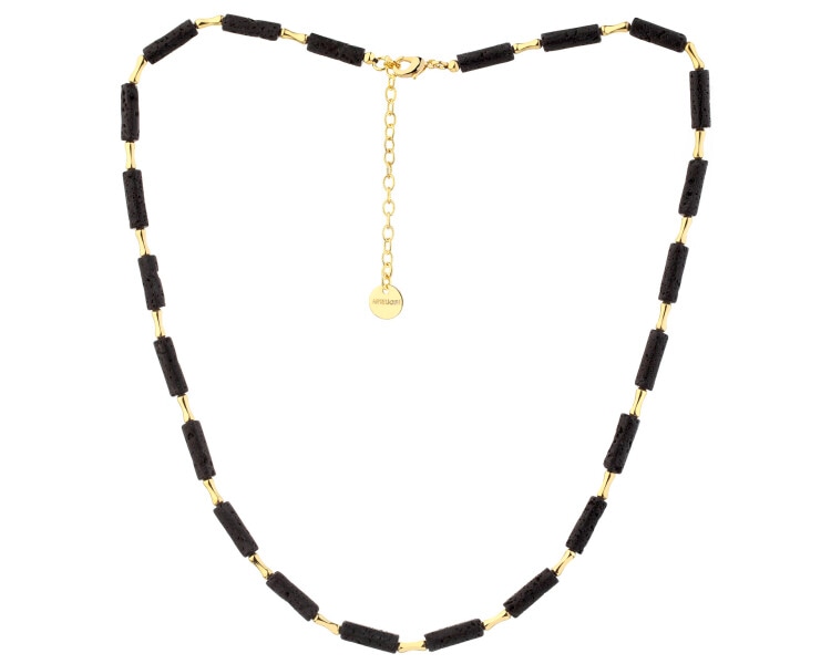 Naszyjnik z mosiądzu pozłacany z lawą