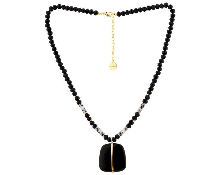 Gold-Plated Brass Necklace with Agate