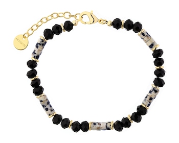 Bransoletka z mosiądzu pozłacana z agatami i jaspisami