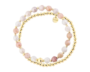 Bransoletka z mosiądzu pozłacana z kalcytami