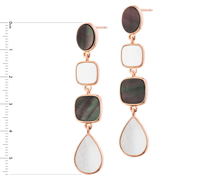 Gold-Plated Brass, Gold-Plated Silver Dangling Earring with Mother Of Pearl