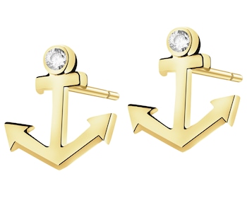Złote kolczyki z cyrkoniami - kotwice