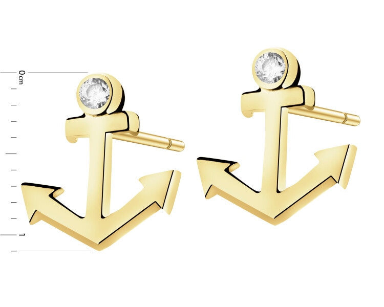 Złote kolczyki z cyrkoniami - kotwice