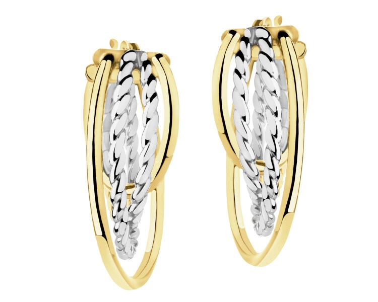 9 K Rhodium-Plated Yellow Gold Dangling Earring 