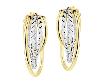 9 K Rhodium-Plated Yellow Gold Dangling Earring 