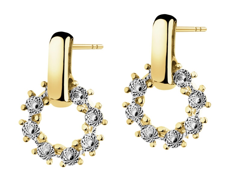 9 K Rhodium-Plated Yellow Gold Dangling Earring 