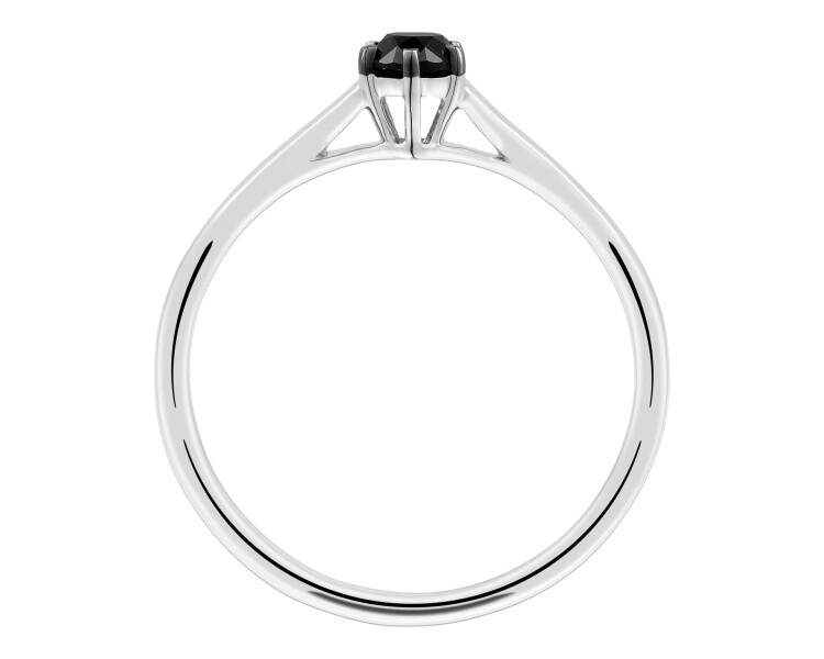 14 K Rhodium-Plated Yellow Gold Ring with Black Diamond, Treated - 0,25 ct - fineness 14 K