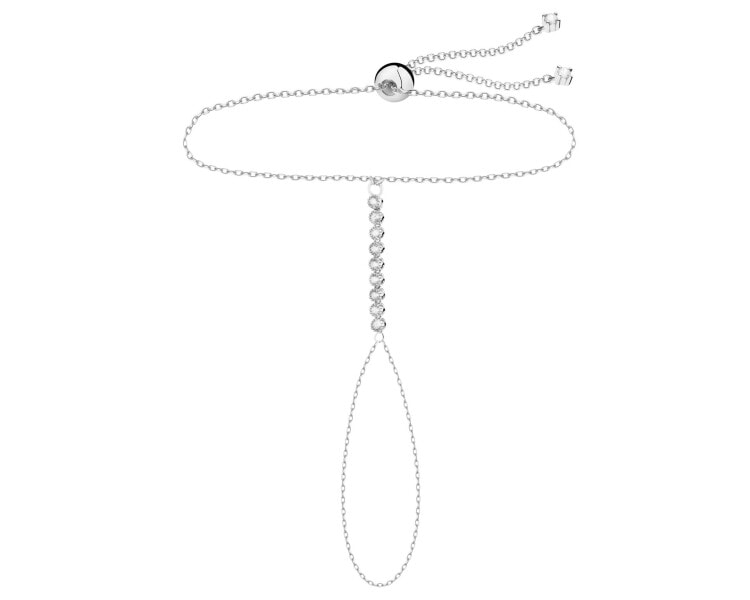 9 K Rhodium-Plated White Gold Ring Bracelet Combo with Cubic Zirconia