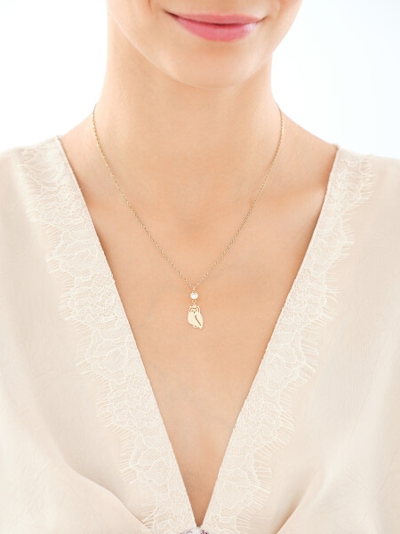 Złota zawieszka z cyrkonią - sowa