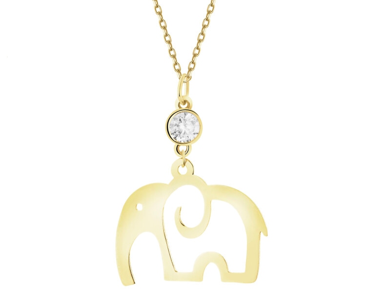 Złota zawieszka z cyrkonią - słoń