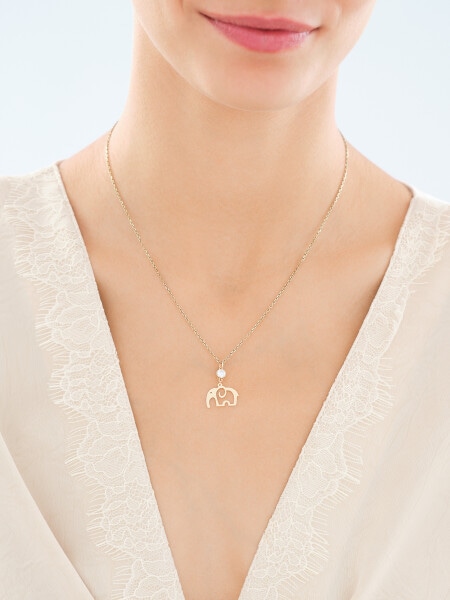 Złota zawieszka z cyrkonią - słoń