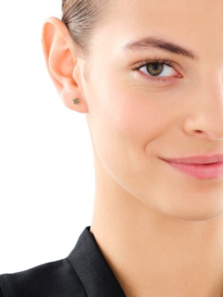 Złote kolczyki z cyrkoniami - koniczyny