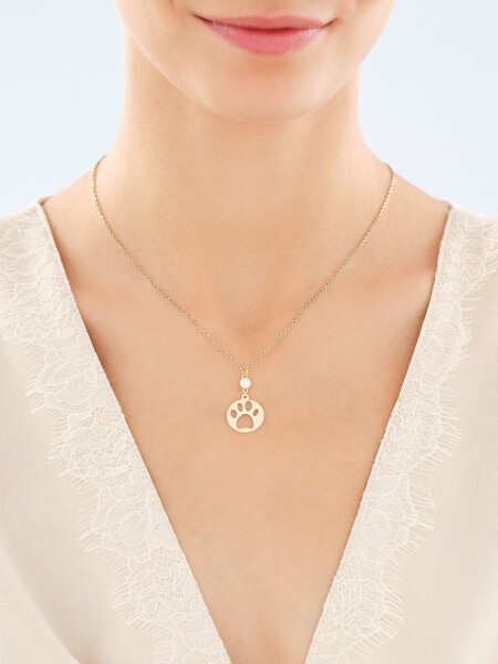 Złota zawieszka z cyrkonią - łapka