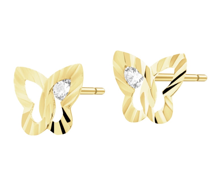 9 K Yellow Gold Earrings with Cubic Zirconia