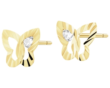 Złote kolczyki z cyrkoniami - motyle