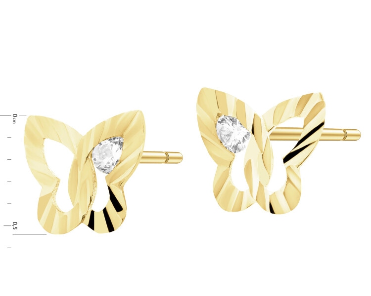 Złote kolczyki z cyrkoniami - motyle