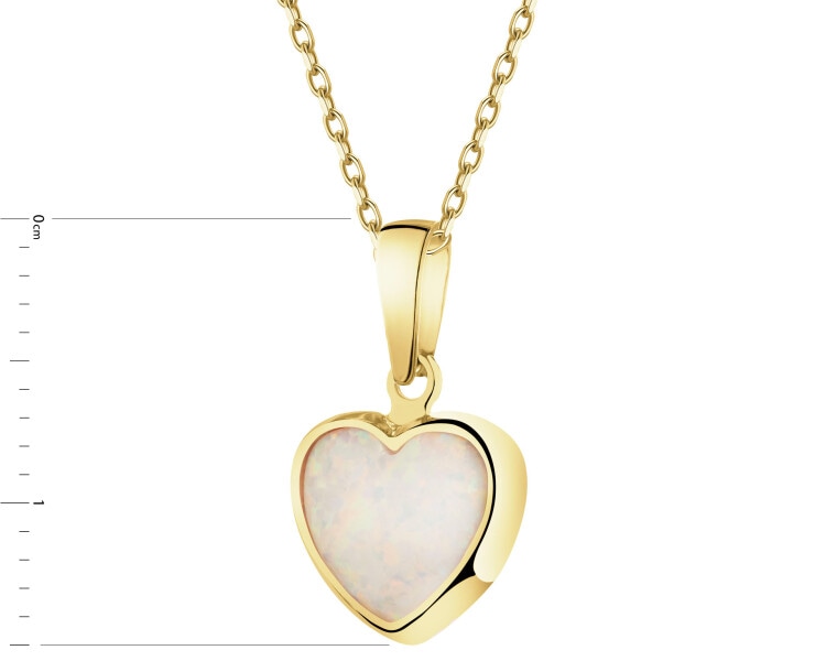 Złota zawieszka z opalitem - serce