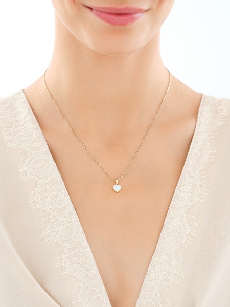 Złota zawieszka z opalitem - serce