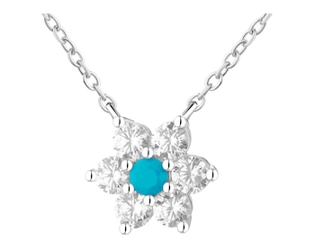 Stříbrný náhrdelník se zirkony - květ