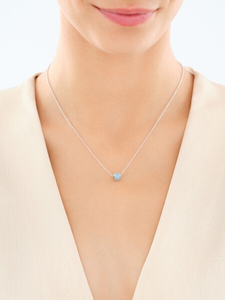 Naszyjnik srebrny z turkusami syntetycznymi - kulka