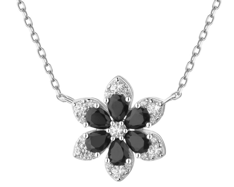 Rhodium Plated Silver Necklace with Cubic Zirconia
